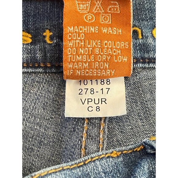 Y2K Christopher Blue Cowgirl Glam‎ Rhinestone Denim Jeans Mid-Rise Straight Leg - Picture 10 of 13